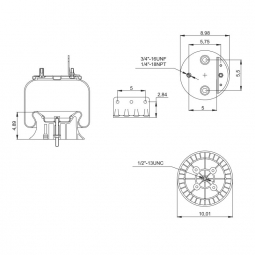 889648 Air Bag, Replaces 2027911C1 Navistar & Firestone W01-358-9648, Single Stud On Bottom Piston