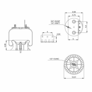 Spring Pro 889648 Air Bag, Replaces 2027911C1 Navistar, Single Stud On Bottom Piston