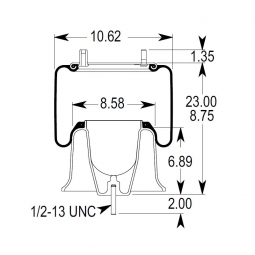 889781 Air Bag, Replaces Freightliner 16-1673-000 & Firestone W01-358-9781, Aluminum Base