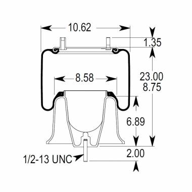 Spring Pro 889781 Air Bag, Replaces Freightliner 16-1673-000 & Firestone W01-358-9781, Aluminum Base