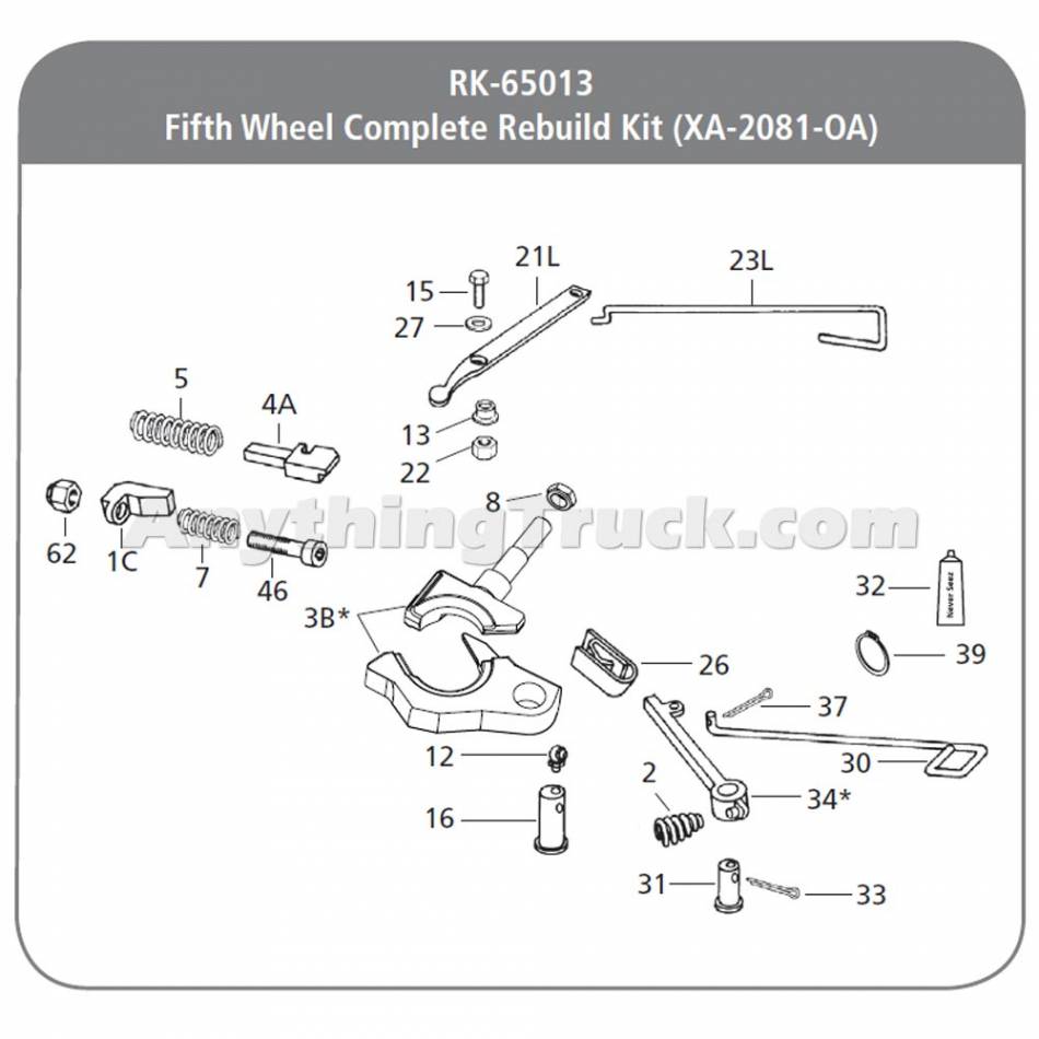 リィエル　パーツセット SAF Holland RK-65013 Fifth Wheel Rebuild Kit for FW2080 P/N XA