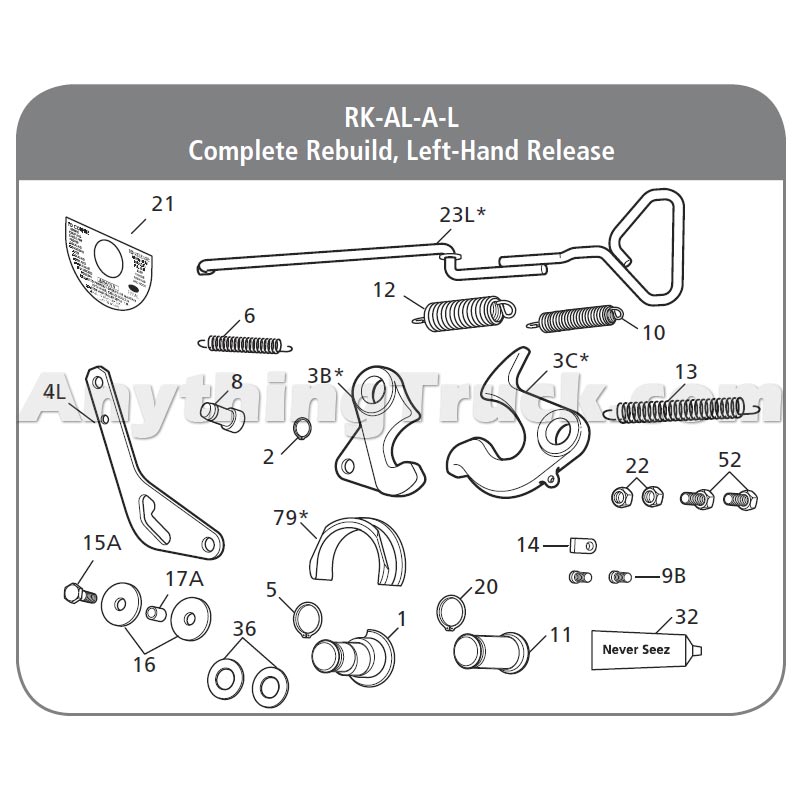 SAF Holland RKALALLL Complete LH Release Rebuild Kit for FWAL