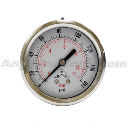 Buyers Products HPGCB160 Glycerin-Filled Hydraulic Pressure Gauge, Center-Back Mount, 0-160 PSI