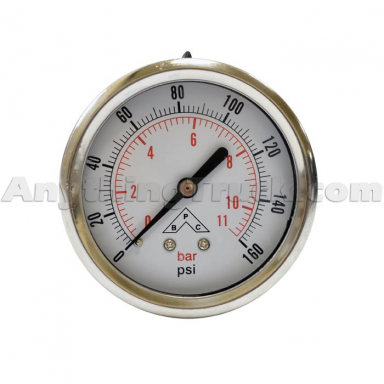 Buyers Products HPGCB160 Glycerin-Filled Hydraulic Pressure Gauge, Center-Back Mount, 0-160 PSI