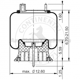 BWP AS64297 Continental Air Spring, Replaces Peterbilt 03-05107 & Firestone W013589194