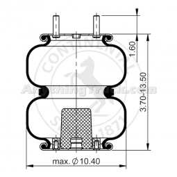 BWP AS64552 Continental Contitech FD 200-25 429 Air Spring, Replaces Goodyear 2B9-251