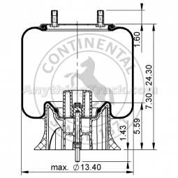 BWP AS64694 Continental Contitech 9 10BP-20 P 738 Air Spring, Replaces Hendrickson S-23611