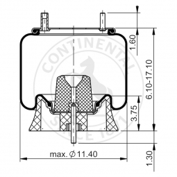 BWP AS64381 Continental Air Spring, Replaces Firestone W013588919 & Ridewell 1003588919C
