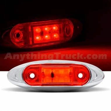 Pro LED 167R Red 4.1" Oval LED Marker Light, Chrome Bezel, 6 LEDs, 12V