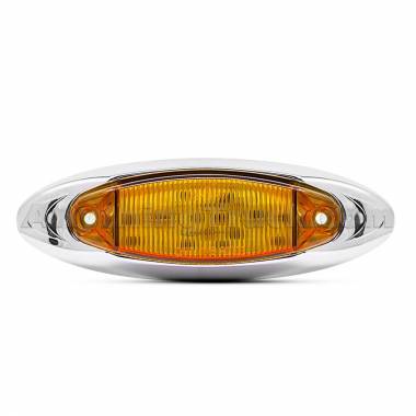 Pro LED 181Y Amber 6.7" Oval LED Marker Light, Stripe Lens, Chrome Bezel, 13 LEDs, 12V