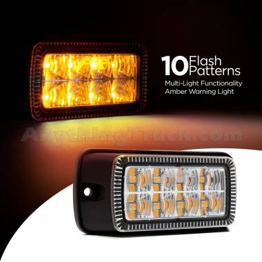 Pro LED 389A Amber LED Warning Light, 10 Flash Patterns, Surface Mount, 12/24V