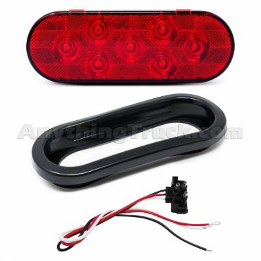 Pro LED 607RKIT 7-Diode 6" Oval Red LED Stop/Tail/Turn Light Kit with Grommet & Plug