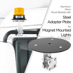 Pro LED BRK11 Aluminum Mirror Mount Bracket With Steel Adapter Plate For Magnet Mounted Light Beacon
