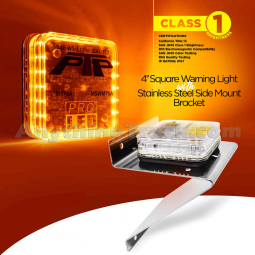 4" Square Flashing Warning Light With Polished Stainless Steel Mounting Bracket