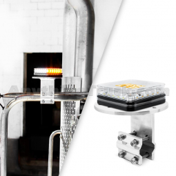 Class 1 Amber/White LED Mini Warning Light & Aluminum Mirror Mount Bracket Kit