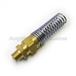 3/8" NPT Hose Connector with Spring Guard for 3/4" OD x 3/8" ID Rubber Air Brake Hose