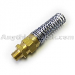 1/4" NPT Hose Connector with Spring Guard for 3/4" OD x 3/8" ID Rubber Air Brake Hose