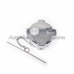 572.1026 Diesel Fuel Cap, Chrome, Vented, Fits Freightliner FLD, Columbia, Century, M2, and Cascadia