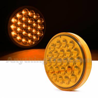 Pro LED 424Y 4" Round Pearl 24-LED Park/Turn Signal Lamp, Grommet Mount, Amber Lens, 12V