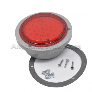Betts 452028 4" Red LED Stop/Tail/Turn Light, Flat Lens, 12V/24V, Flange Mount