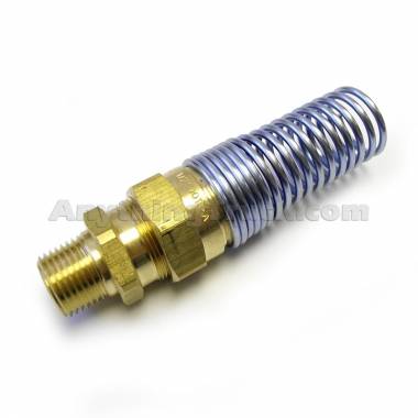 1/2" NPT Hose Connector with Spring Guard for 7/8" OD x 1/2" ID Rubber Air Brake Hose