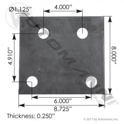 M62514 Trunnion Stand Shim for Mack, Trapezoid Pattern, 1/4" Thick