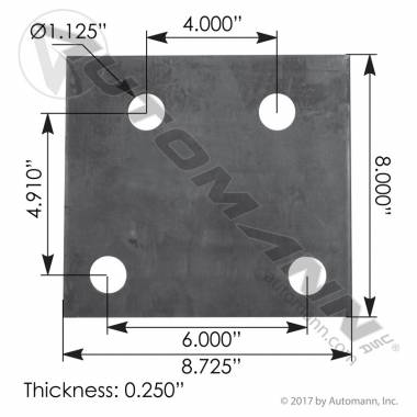 M62514 Trunnion Stand Shim for Mack, Trapezoid Pattern, 1/4" Thick