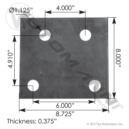 M62538 Trunnion Stand Shim for Mack, Trapezoid Pattern, 3/8" Thick