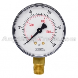 Meritor R304332 Air Gauge, 1/4" NPT Male, 0-200 PSI