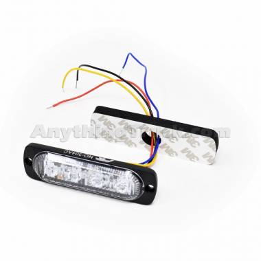 Pro LED 304AC Low-Profile Amber/White LED Strobe Lamp, 19 Flash Patterns, Surface Mount, 12/24V