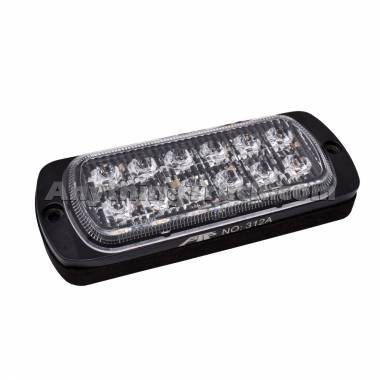 Pro LED 312A Class 1 Double-Row 12-LED Amber Warning Light, 19 Flash Patterns, Surface Mount, 12/24V