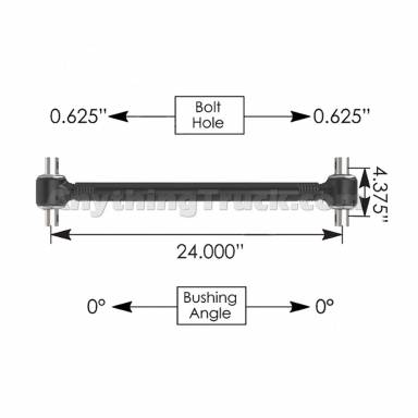 TMR714C Torque Rod, 24" C to C, Replaces Paccar C65-6028-000000610 & C65-6030
