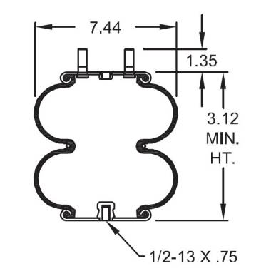 ABSP2B07RA-7505 Air Bag, Replaces Hendrickson 001347 & Firestone W013587505
