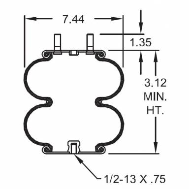 ABSP2B07RA-7505 Air Bag, Replaces Hendrickson 001347 & Firestone W013587505