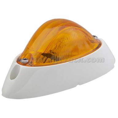 Grote 52063 Aerodynamic Combination Marker/Turn Lamp, White Base, Amber Lens, 12V