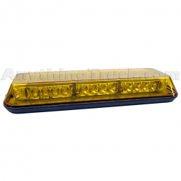 Low-Profile Amber Mini Light Bar LED Warning Lamp - 10-30 VDC, Amber Lens