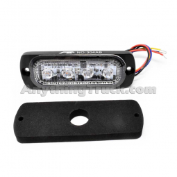Pro LED 304AB Low Profile Amber/Blue LED Strobe Light, 19 Flash Patterns, 10-30 VDC, 4 LEDs