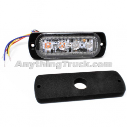 Pro LED 304AG Low Profile Amber/Green LED Strobe Light, 19 Flash Patterns, 10-30 VDC, 4 LEDs