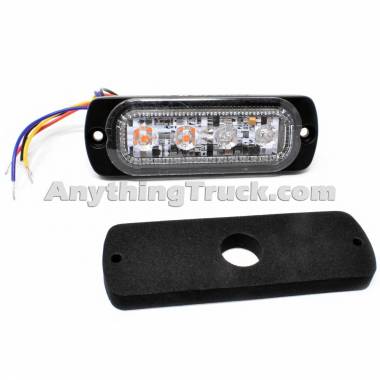 Pro LED 304AG Low-Profile Amber/Green LED Strobe Lamp, 19 Flash Patterns, Surface Mount, 12/24V