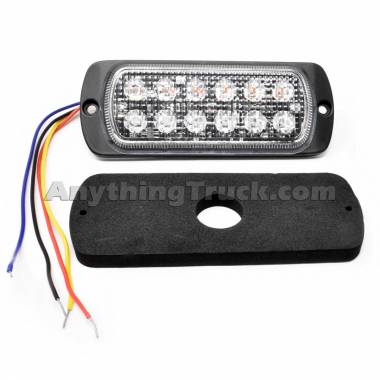 Pro LED 312AB Double-Row Amber/Blue LED Strobe Lamp, 19 Flash Patterns, Surface Mount, 12/24V