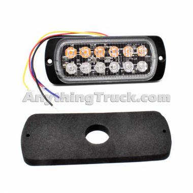 Pro LED 312AG Double-Row Amber/Green LED Strobe Lamp, 19 Flash Patterns, Surface Mount, 12/24V