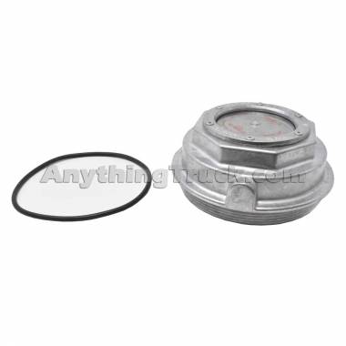 Stemco 342-4075 Screw-On Aluminum Hub Cap, 6-1/4" x 8 UN(M) Thread, Clear Dirt Exclusion Window