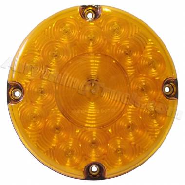 Pro LED 71A 7" Round 17-LED Turn Signal Lamp, 4-Hole Flange Mount, Amber Lens, 12/24V