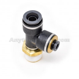 Velvac 016410 Push-To-Connect Male Run Tee, 1/2" NPT, 1/2" Tube, 1/4" Tube