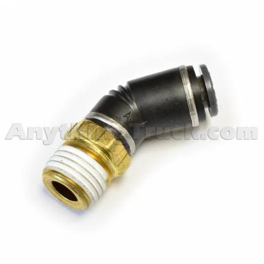 Velvac 016444 1/4" NPT x 1/4" Tube 45 Degree Push-To-Connect Elbow