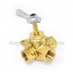Velvac 060004 3-Way Fuel Cock Valve, 3/8" NPT Ports