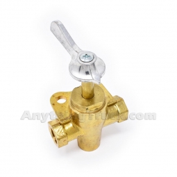 Velvac 060012 3-Way Fuel Tank Cock, 1/4" NPT Ports, Bottom and Side